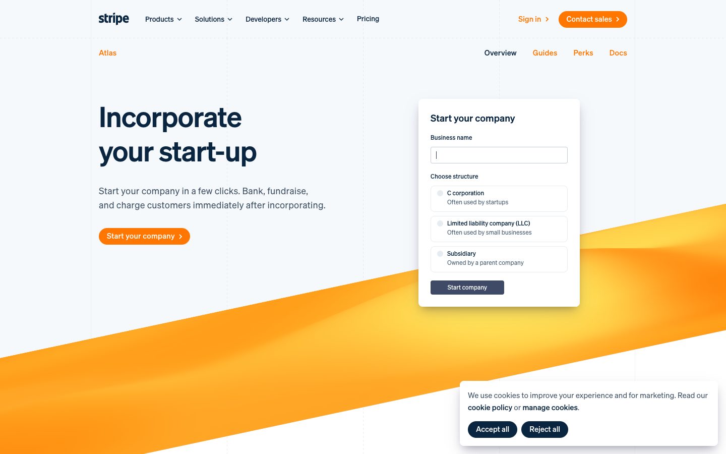 Stripe Atlas preview